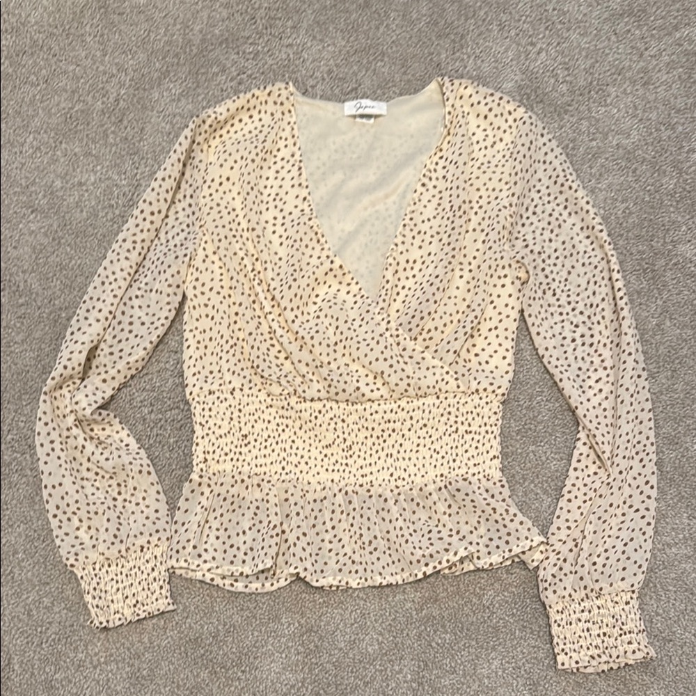 Women's Beige Polka Dot Top